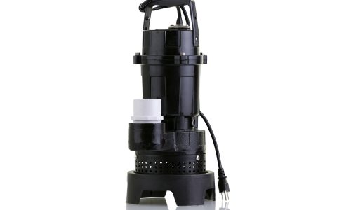 Brand new sump pump for suctioning collected ground water from a sump pit such as in a basement of a house
